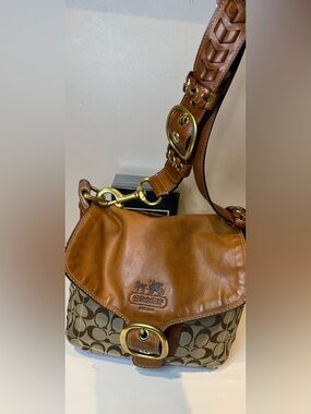 Coach Bleeker Whiskey Leather and Brown Jaquard 07’ 11434 (read for callout)